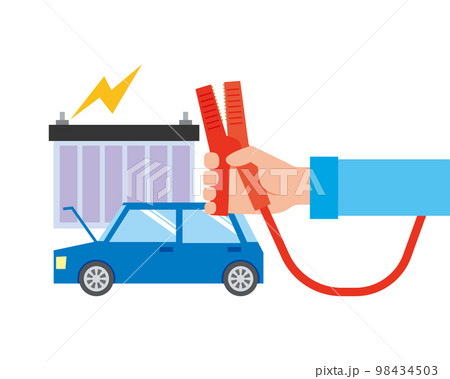バッテリー交換トラブルに対応する作業員 バッテリー交換トラブルに対応する作業員 98434503