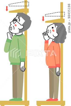 加齢のために身長が減少したシニア女性とシニア男性のイラスト素材 [98435198] - PIXTA