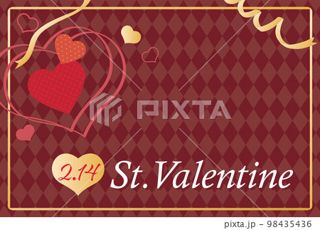 バレンタインデーのハートのカードデザイン 98435436