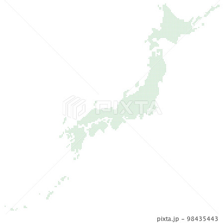 グリーンの丸ドット日本地図素材 98435443