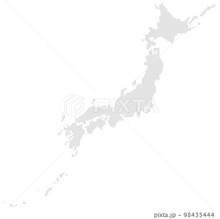 グレーの丸ドット日本地図素材 98435444
