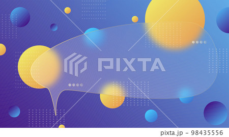 Chat dialog boxes in glass morphism effect style. Transparent frosted acrylic speech bubble on color gradient circles Realistic glassmorphism matte plexiglass message shapes. Vector 98435556