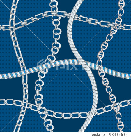Seamless pattern with retro hand-drawn sketch silver chain on dark background. Drawing engraving texture. Great design for fashion, textile, decorative frame, yacht style card. Seamless pattern with retro hand-drawn sketch silver chain on dark background. Drawing engraving texture. Great design for fashion, textile, decorative frame, yacht style card. 98435632
