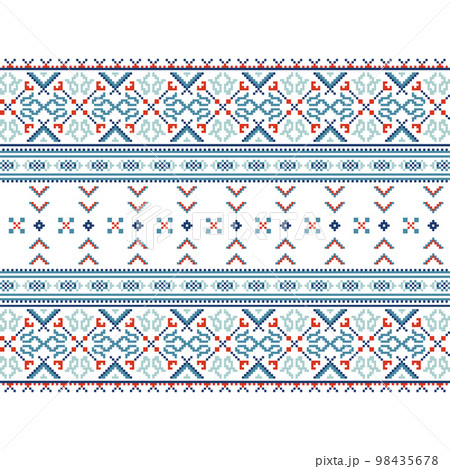 Set of Ethnic ornament pattern in blue colors 98435678
