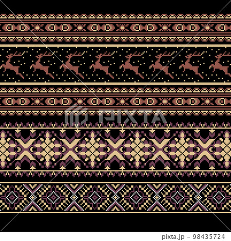 Set of Ethnic holiday ornament pattern in brown colors 98435724