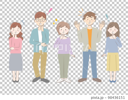 驚奇的休閒服青年男女全身多處 98436151