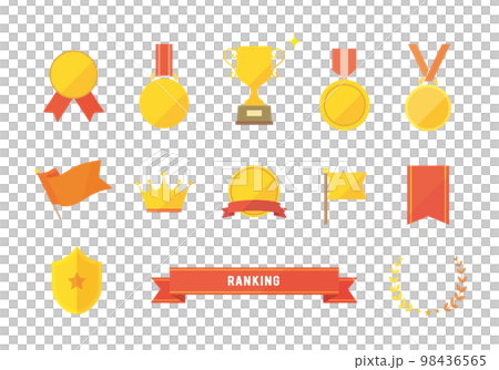 Flat medals and ranking icons set 98436565