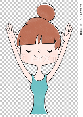 一個女人深吸一口氣的插圖 一個女人深吸一口氣的插圖 98436676