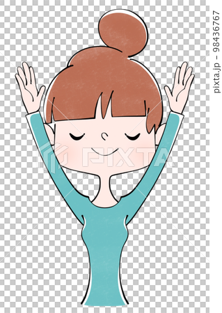 Illustration of a woman taking a deep breath 98436767