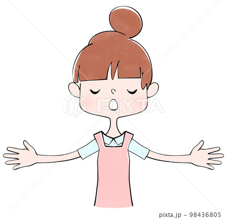 深呼吸をする介護士（女性）のイラスト 98436805