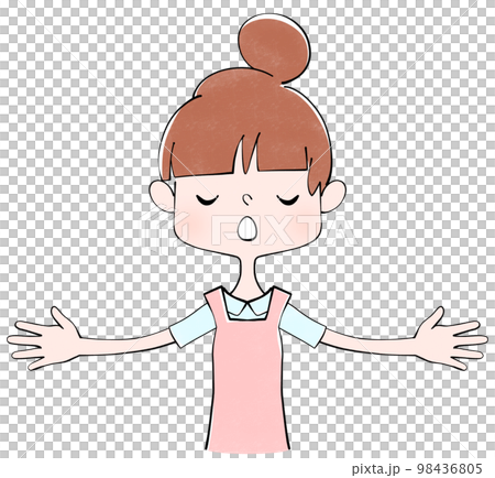 深呼吸をする介護士（女性）のイラスト 98436805