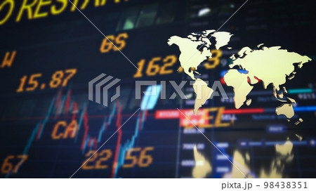 The gold world map on chart background for education or business concept 3d rendering The gold world map on chart background for education or business concept 3d rendering 98438351