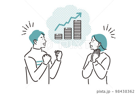 人物 資産運用で資産がアップして喜ぶ男女 人物 資産運用で資産がアップして喜ぶ男女 98438362