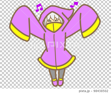 Cheerful girl wearing a purple raincoat 98438502