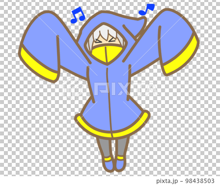 Cheerful girl wearing a blue raincoat 98438503