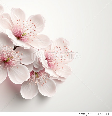 Cherry blossom or sakura tree branch on white copy space background 98438641