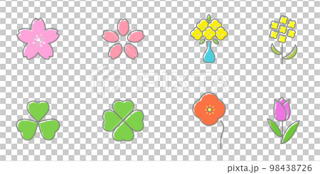 桜と春の花 カラーアイコンセット 桜と春の花 カラーアイコンセット 98438726