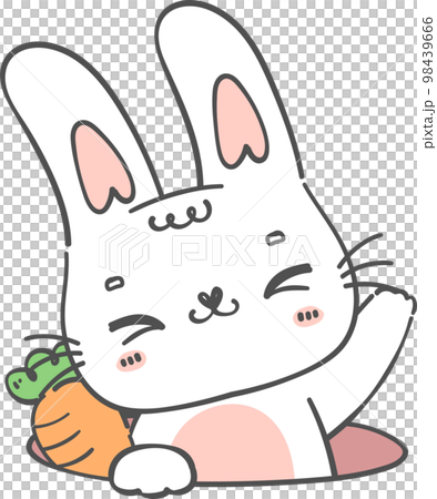 cute happy smile bunny rabbit kawaii animal in hole with carrot cartoon  doodle outline 18968981 PNG