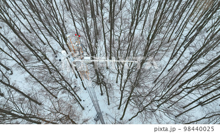 Station science winter snow methane CH4 research drone aerial atmospheric weather meteorology eddy, snowy frost measuring ozone O3, carbon, carbon dioxide CO2, mountain beech Fagus Europe Station science winter snow methane CH4 research drone aerial atmospheric weather meteorology eddy, snowy frost measuring ozone O3, carbon, carbon dioxide CO2, mountain beech Fagus Europe 98440025