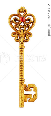 Gold plated vintage key isolated Gold plated vintage key isolated 98440312