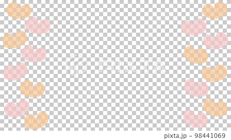 ぽってりしたハートが両サイドに浮かんでいる背景フレームイラスト ぽってりしたハートが両サイドに浮かんでいる背景フレームイラスト 98441069