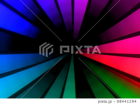 カラフルな光の線が放射する抽象的な背景 98441294