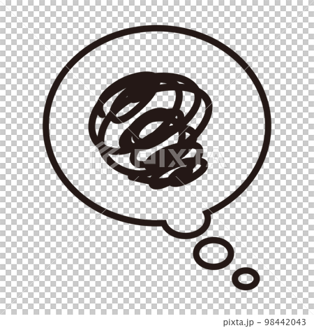 Moyamoya, worry, crumpled speech bubble mark Moyamoya, worry, crumpled speech bubble mark 98442043