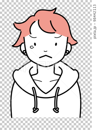 Angry, troubled, nervous young woman upper body 98442113