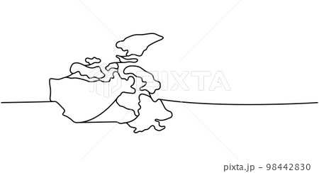 Canada silhouette one line continuous drawing. Canada country silhouette continuous one line illustration. Vector minimalist linear illustration. Canada silhouette one line continuous drawing. Canada country silhouette continuous one line illustration. Vector minimalist linear illustration. 98442830