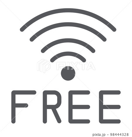 Free wifi glyph icon, signal and connection, wireless internet sign, vector graphics, a solid pattern on a white background, eps 10. 98444328