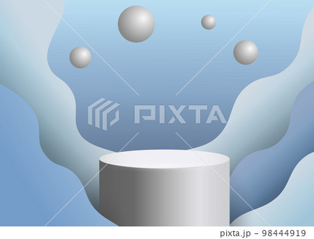 Blue platform, empty podium, product stage. Pastel pedestal, stand render of abstract minimal scene. Minimal pastel banner template. Blank presentation product. Vector geometric background Blue platform, empty podium, product stage. Pastel pedestal, stand render of abstract minimal scene. Minimal pastel banner template. Blank presentation product. Vector geometric background 98444919