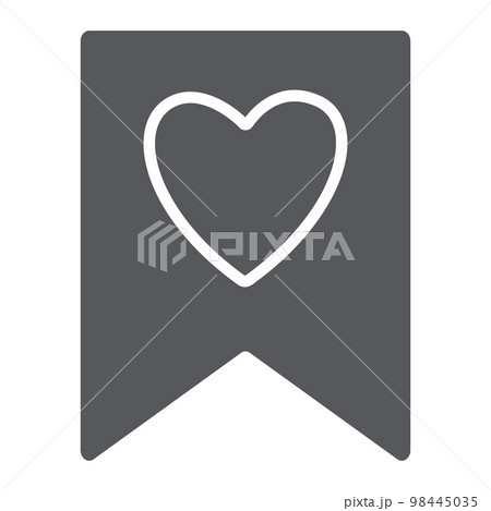 Favourite glyph icon, mark and favorite, bookmark with heart sign, vector graphics, a solid pattern on a white background, eps 10. 98445035