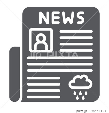 Newspaper glyph icon, page and press, daily news sign, vector graphics, a solid pattern on a white background, eps 10. Newspaper glyph icon, page and press, daily news sign, vector graphics, a solid pattern on a white background, eps 10. 98445104