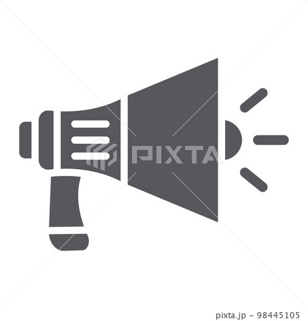 Megaphone glyph icon, announcement and speaker, loudspeaker sign, vector graphics, a solid pattern on a white background, eps 10. Megaphone glyph icon, announcement and speaker, loudspeaker sign, vector graphics, a solid pattern on a white background, eps 10. 98445105