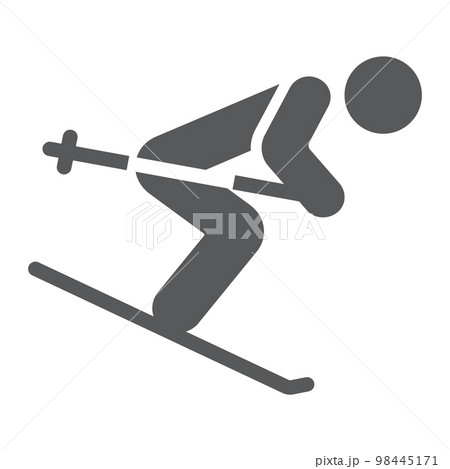 Alpine skiing glyph icon, sport and winter, skier sign, vector graphics, a solid pattern on a white background, eps 10. 98445171