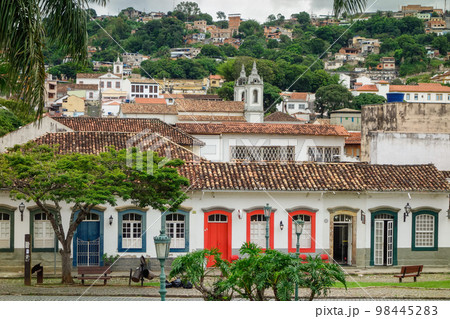 ancient architecture and facades of colonial city of Sao Joao del Rei, Minas Gerais state in Brazil 98445283