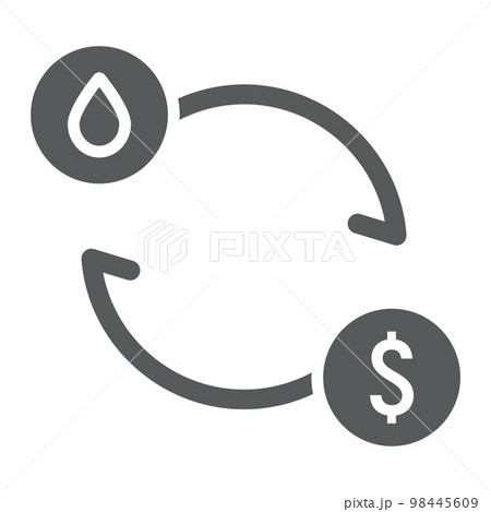 Oil exchange glyph icon, fuel and cost, oil price sign, vector graphics, a solid pattern on a white background, eps 10. Oil exchange glyph icon, fuel and cost, oil price sign, vector graphics, a solid pattern on a white background, eps 10. 98445609