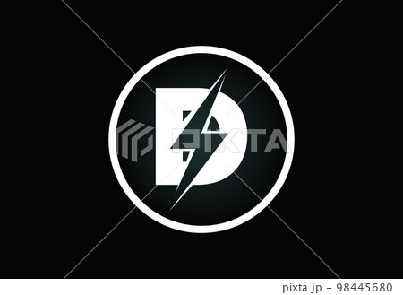 Initial D letter logo design with lighting thunder bolt. Electric bolt letter logo vector  98445680