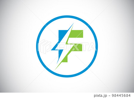 Initial F letter logo design with lighting thunder bolt. Electric bolt letter logo vector Initial F letter logo design with lighting thunder bolt. Electric bolt letter logo vector 98445684