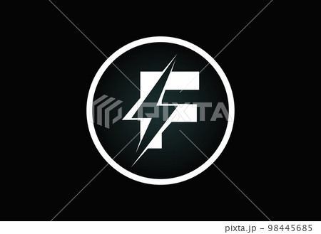 Initial F letter logo design with lighting thunder bolt. Electric bolt letter logo vector  98445685