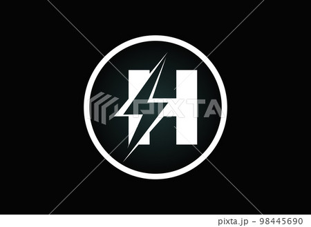 Initial H letter logo design with lighting thunder bolt. Electric bolt letter logo vector Initial H letter logo design with lighting thunder bolt. Electric bolt letter logo vector 98445690