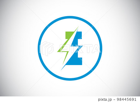 Initial I letter logo design with lighting thunder bolt. Electric bolt letter logo vector  98445691