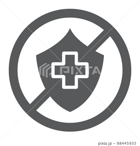 Uninsured glyph icon, protection and life, crossed shield sign, vector graphics, a solid pattern on a white background, eps 10. Uninsured glyph icon, protection and life, crossed shield sign, vector graphics, a solid pattern on a white background, eps 10. 98445935