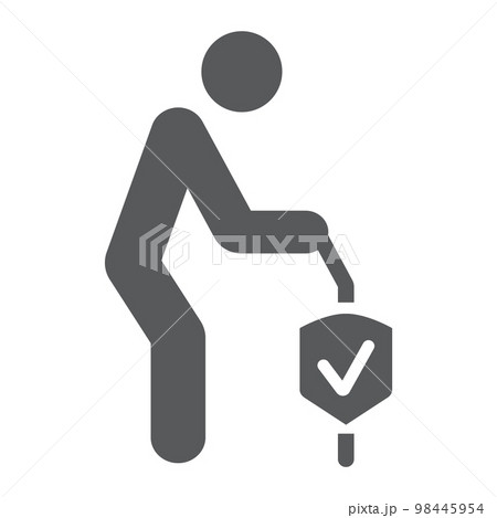 Pension insurance glyph icon, human and protection, old people care sign, vector graphics, a solid pattern on a white background, eps 10. Pension insurance glyph icon, human and protection, old people care sign, vector graphics, a solid pattern on a white background, eps 10. 98445954