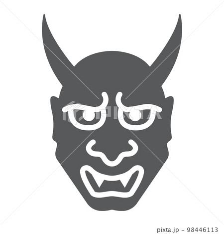Hannya glyph icon, asian and demon, japanese mask sign, vector graphics, a solid pattern on a white background, eps 10. 98446113