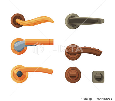 Different Doorknob and Door Handle for Open or Close Door Vector Set 98446693