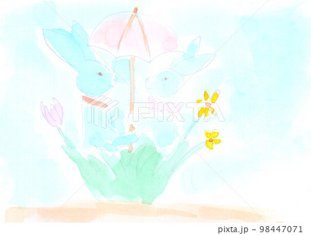 Easter, bunnies, love. Watercolor, art decoration, sketch. Illustration hand drawn modern Easter, bunnies, love. Watercolor, art decoration, sketch. Illustration hand drawn modern 98447071