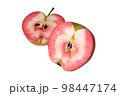Hidden Rose Apples, pink apple inside. Sliced apple isolated 98447174
