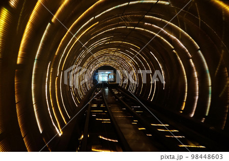 Sight seeing tunnel under Huangpu river in Shanghai, China 98448603