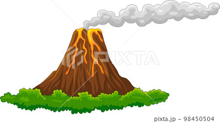 Volcano island erupting with lava 98450504